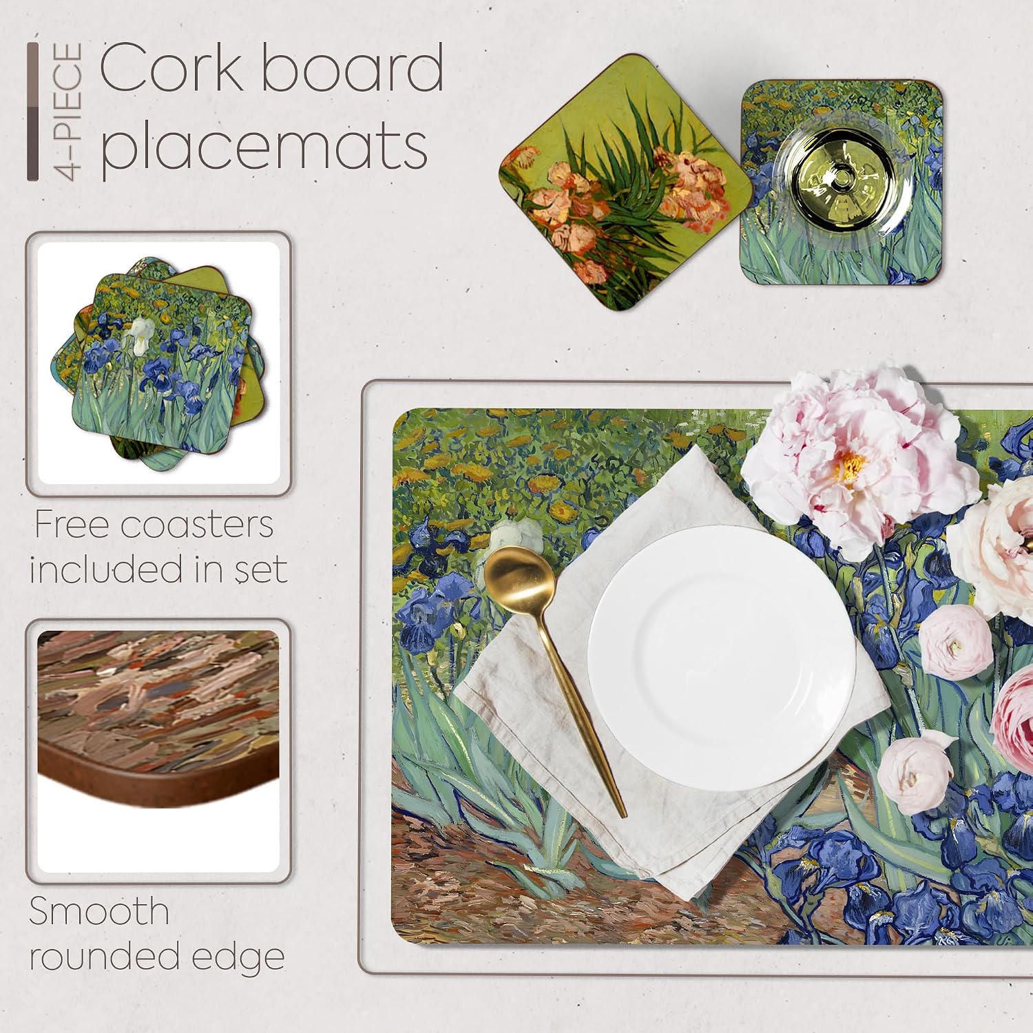 Free Matching Drink Coasters Van Gogh / Set of 4