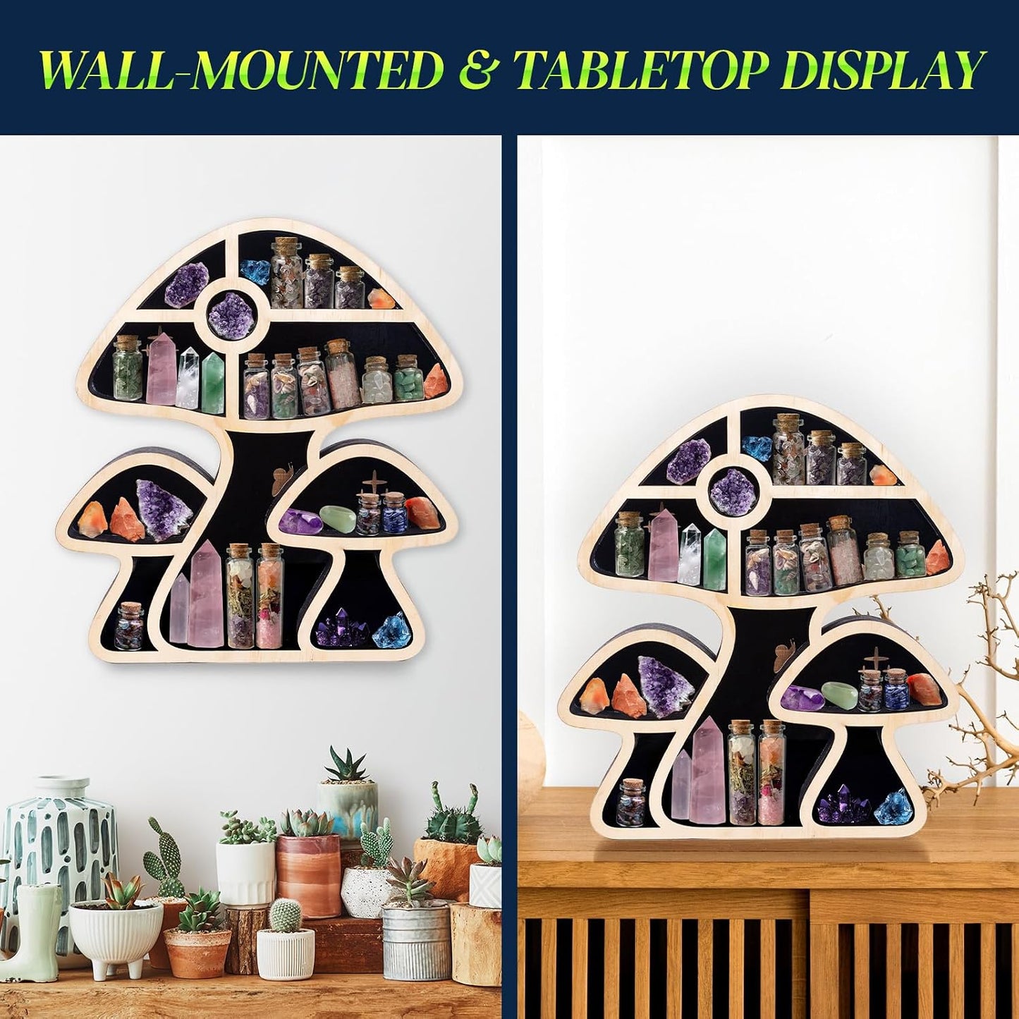 Mushroom Floating Shelves / Multi Layer Wooden Storage Shelf