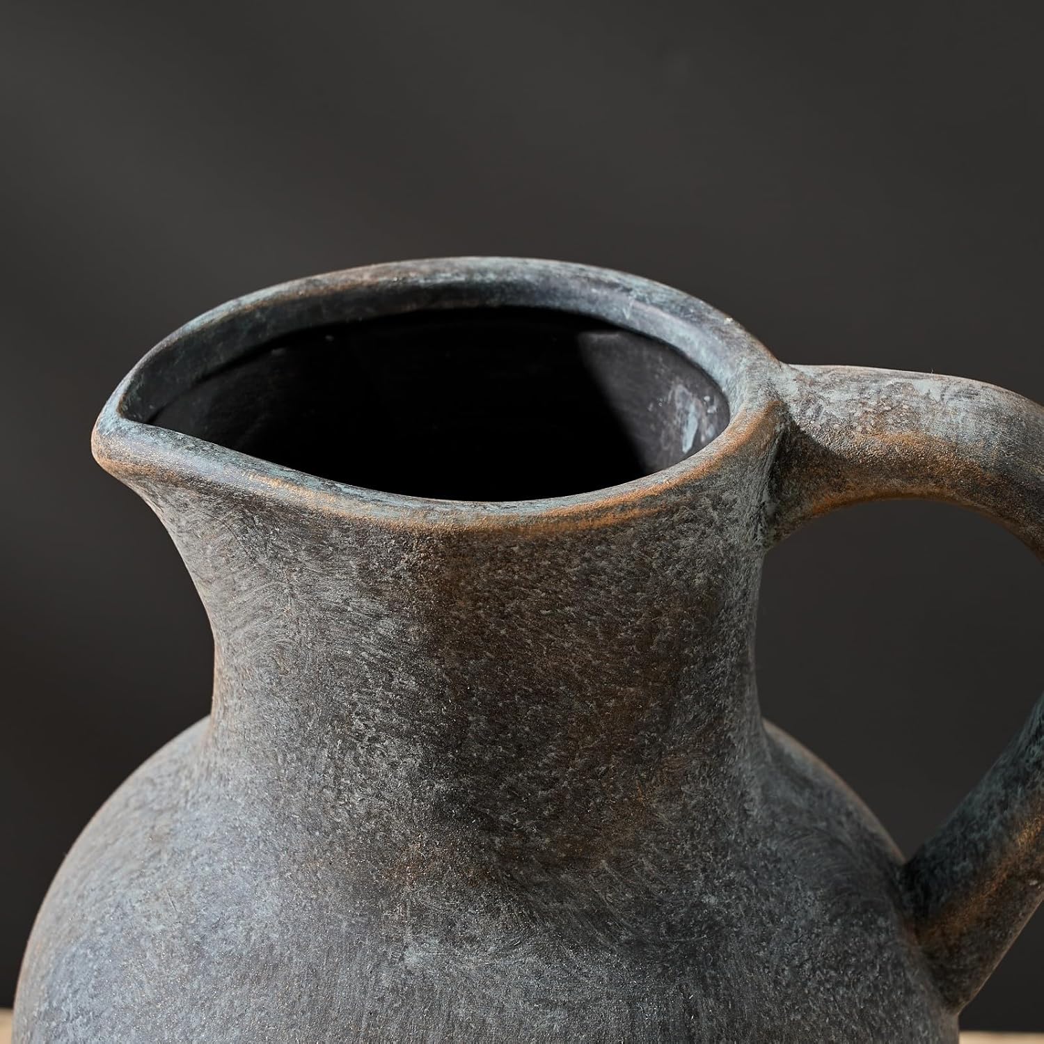 Ceramic Rustic Farmhouse Vase / Black and Gold