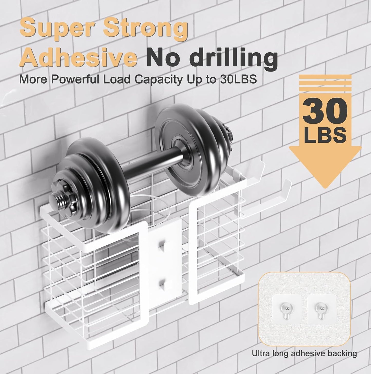 FUNKYLEE Bathroom Organizers and Storage, 3 in 1 Metal Wall Mount for Flat Iron, Curling Iron, Straightener, Hair Care