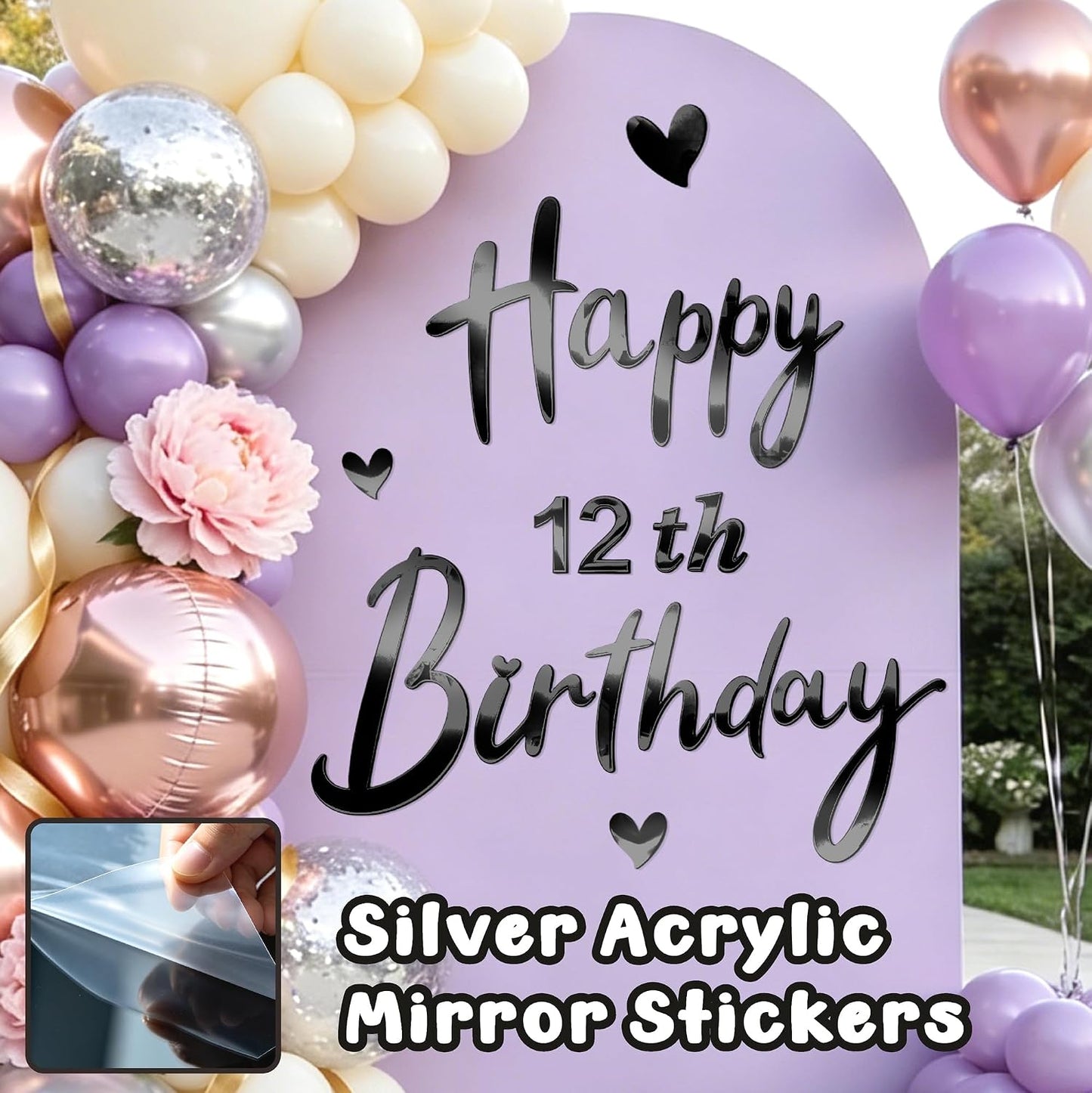 0-9 Number Black Birthday Party Decals for Balloon Arch Wall DIY Ages Peel / Black Mirror Birthday