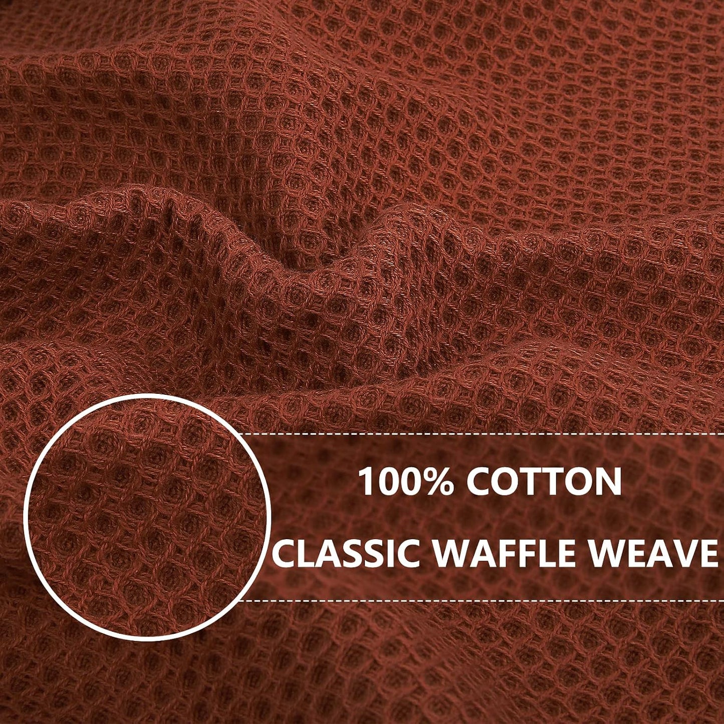 Homaxy 100% Cotton Waffle Weave Kitchen Dish Towels 6-Pack, Rust | 13 x 28 Inches, Ultra Soft Absorbent Dish Towels