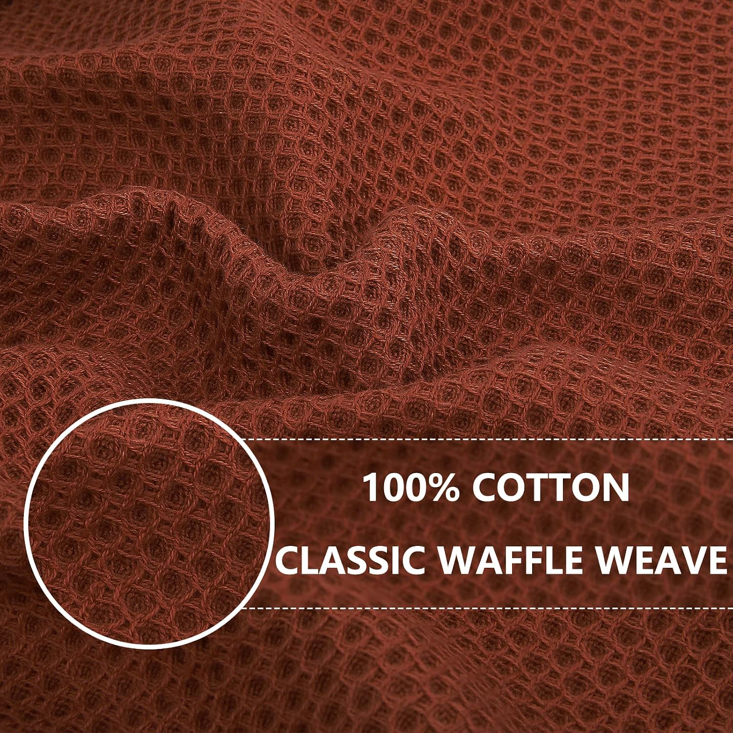 Homaxy 100% Cotton Waffle Weave Kitchen Dish Towels 6-Pack, Rust | 13 x 28 Inches, Ultra Soft Absorbent Dish Towels