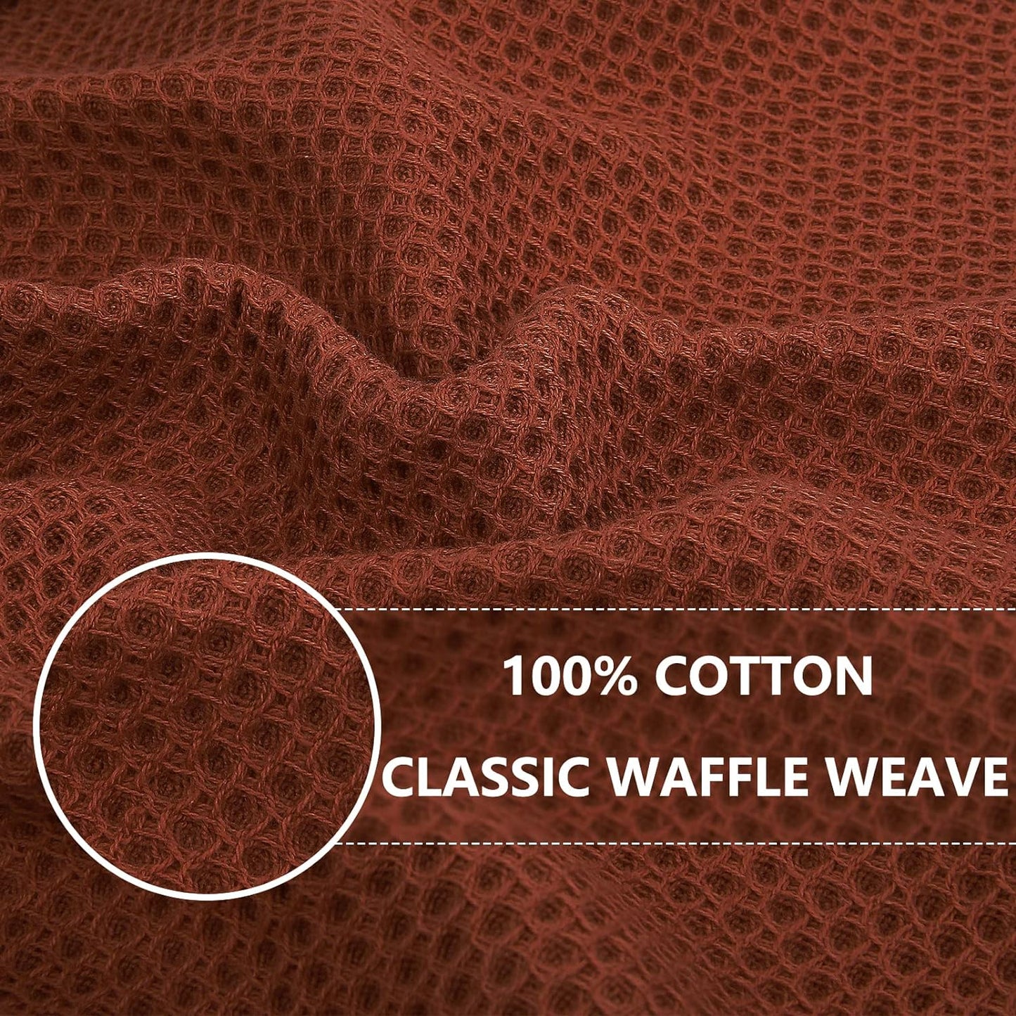 Homaxy 100% Cotton Waffle Weave Kitchen Dish Cloths 8-Pack, Rust | 12 x 12 Inches, Ultra Soft Absorbent Dish Towels