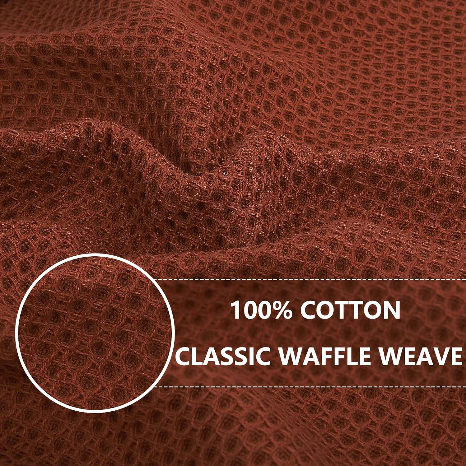 Homaxy 100% Cotton Waffle Weave Kitchen Dish Cloths 8-Pack, Rust | 12 x 12 Inches, Ultra Soft Absorbent Dish Towels