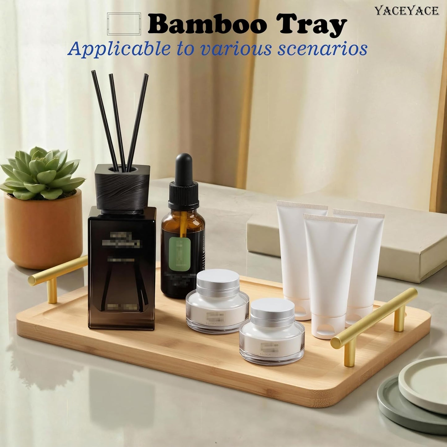 Bamboo Serving Trays / Natural Bamboo / 12 x 7.5 x 1.8