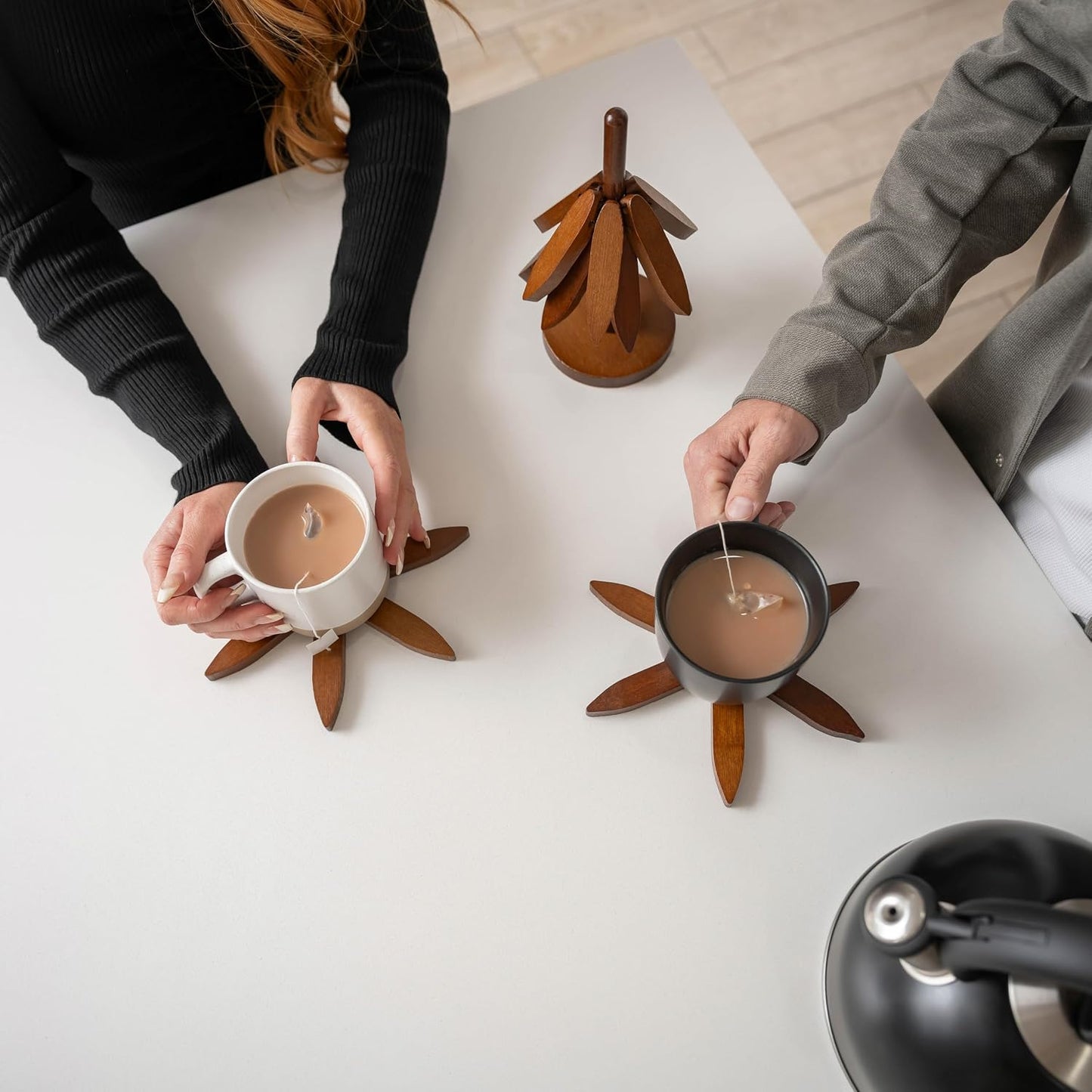 Tree Shaped Wooden Trivets for Hot Dishes, Pots & Pans - Hot Pads | Heat-resistant countertop protection, compact