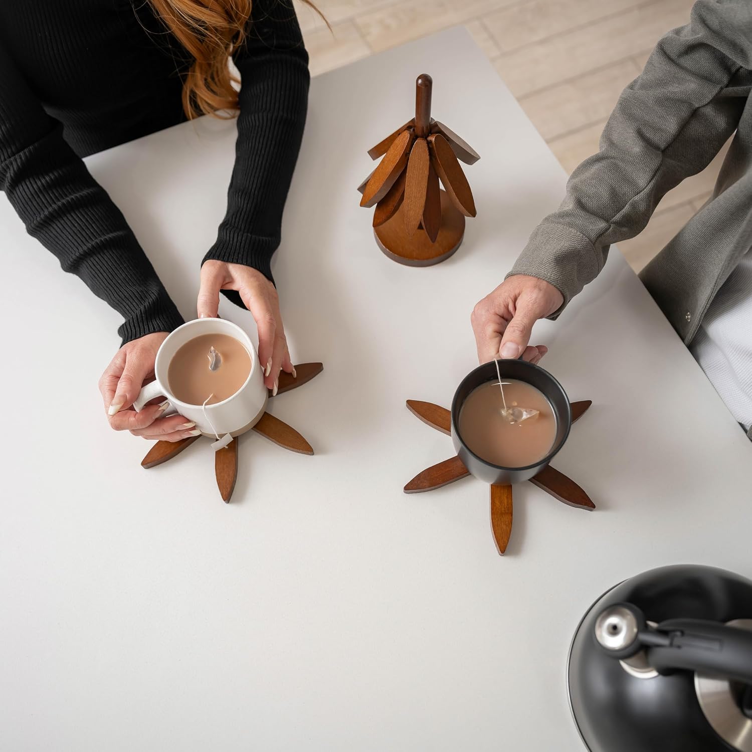 Tree Shaped Wooden Trivets for Hot Dishes, Pots & Pans - Hot Pads | Heat-resistant countertop protection, compact