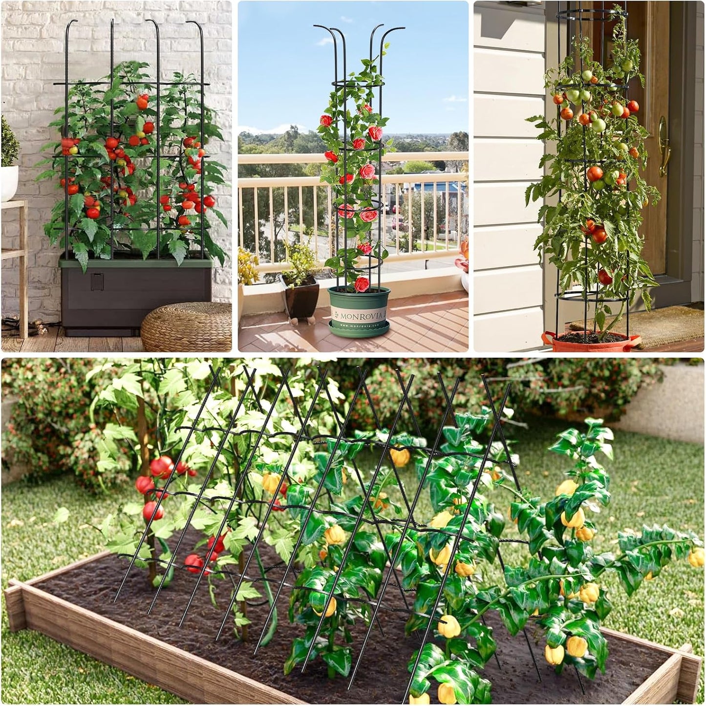 Tower Obelisk Garden Trellis for Climbing Plant，6.2FT/74.4" Rustproof Metal Potted Plant Climbing Support for Indoor