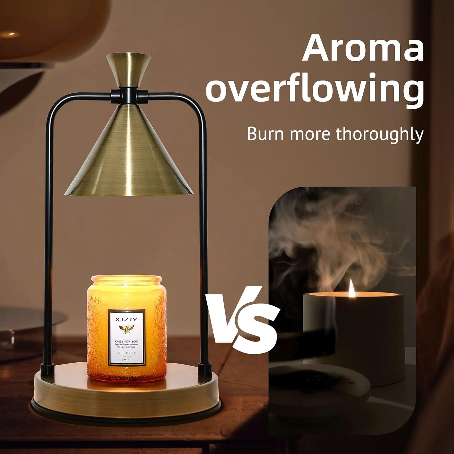 XJZJY Large Bronze Candle Warmer Lamp with Timer, Modern Home Decor | Dimmable wax melt warmer, large base for jar