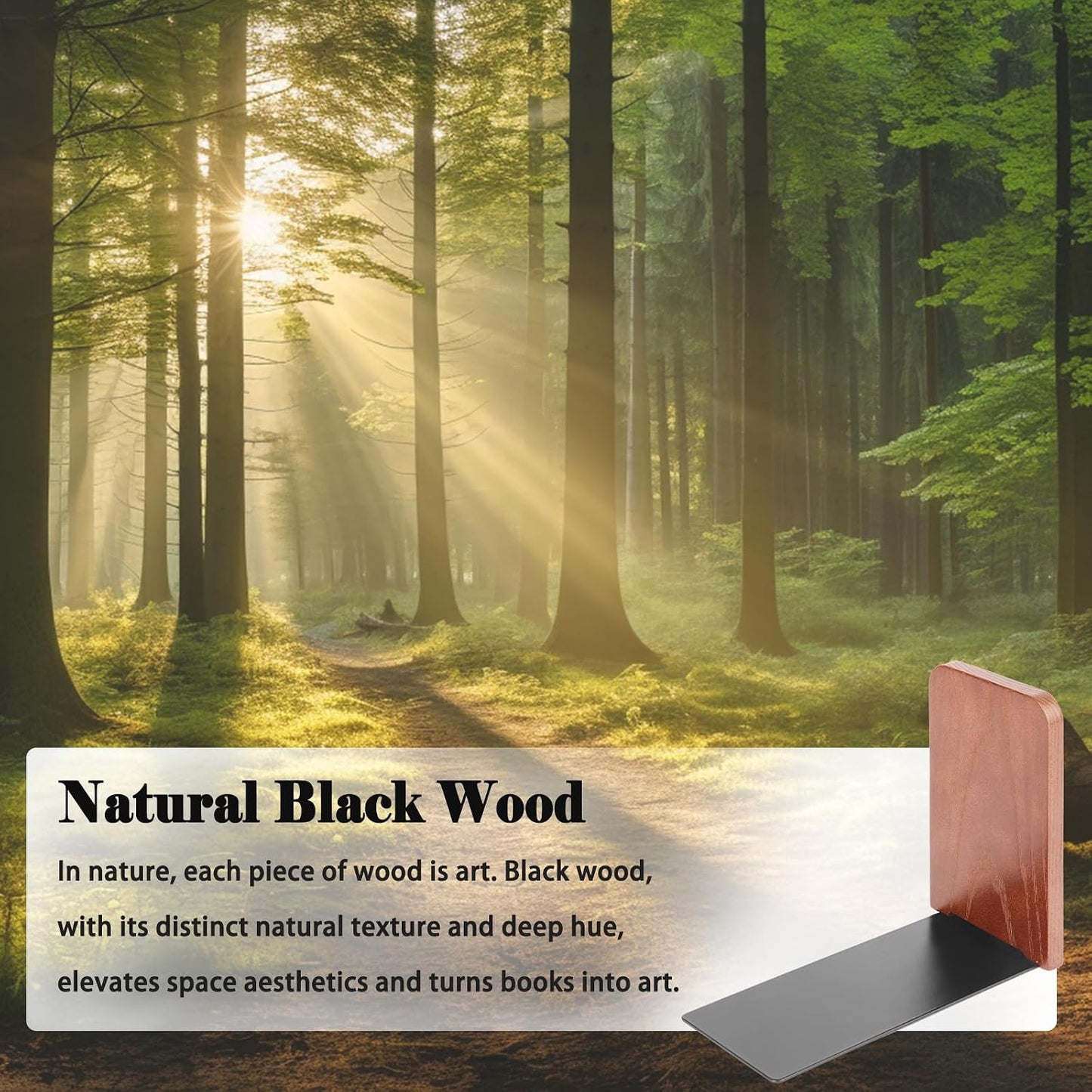 Wooden Bookends / Book Ends / Oak Wood / Small-1 Pair / Black
