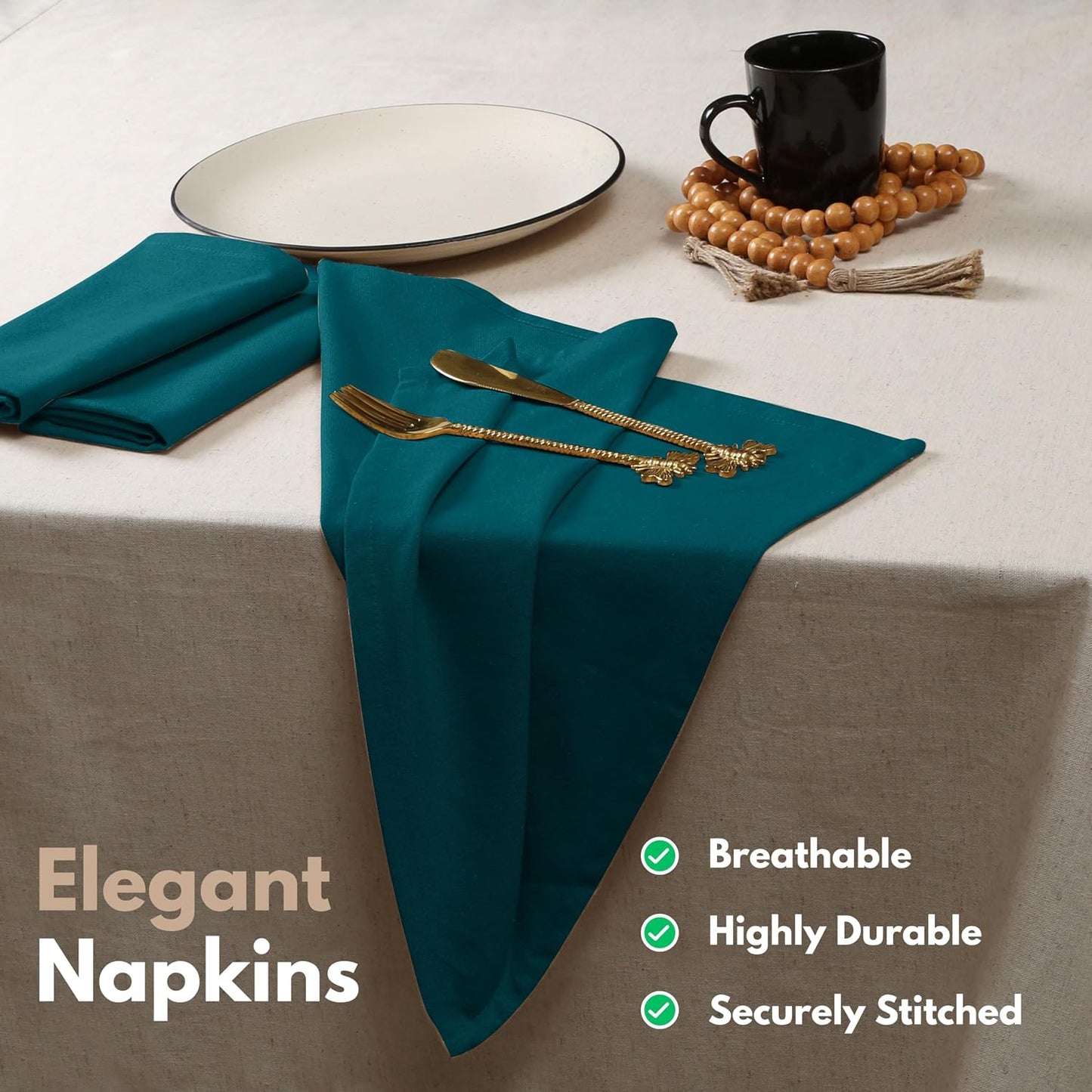 Native Fab Cloth Napkin Set of 12, 100% Cotton, Washable, Reusable Dinner Cloth Napkin 17x17 inches, Table Decor