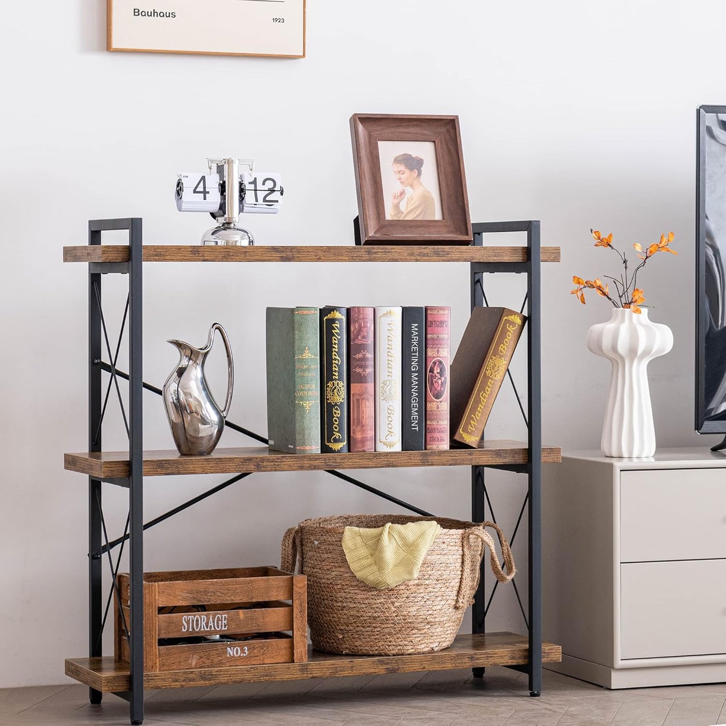 Wood and Metal / 3-tier / Rustic Brown