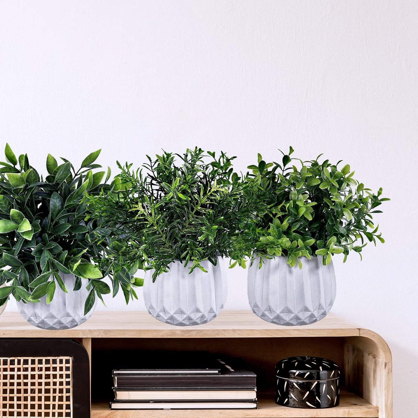 Faux Potted Plants Set / White / Set of 3