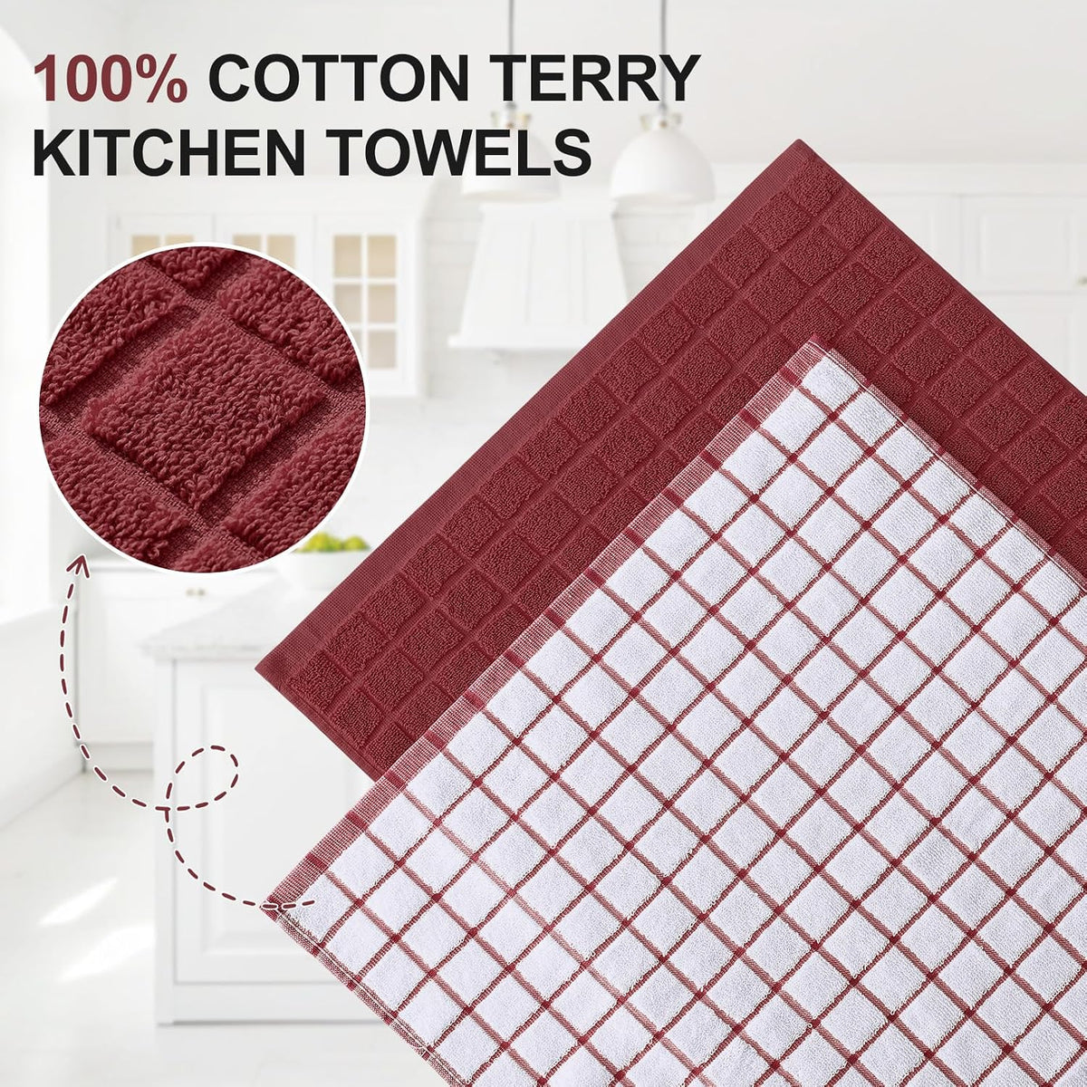 Homaxy Large Premium Cotton Kitchen Towels 16"x 28", 12 Pack, Rust | Natural Ring Spun 390 GSM Dish Towels, Super