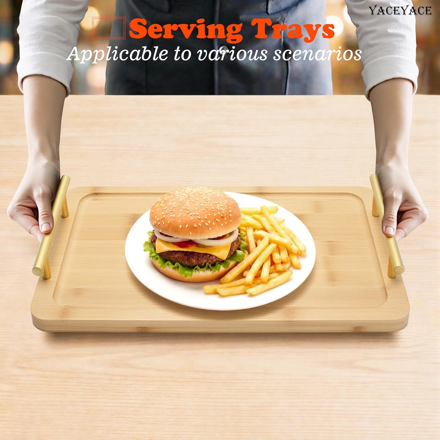 Bamboo Serving Trays / Natural Bamboo / 12 x 7.5 x 1.8