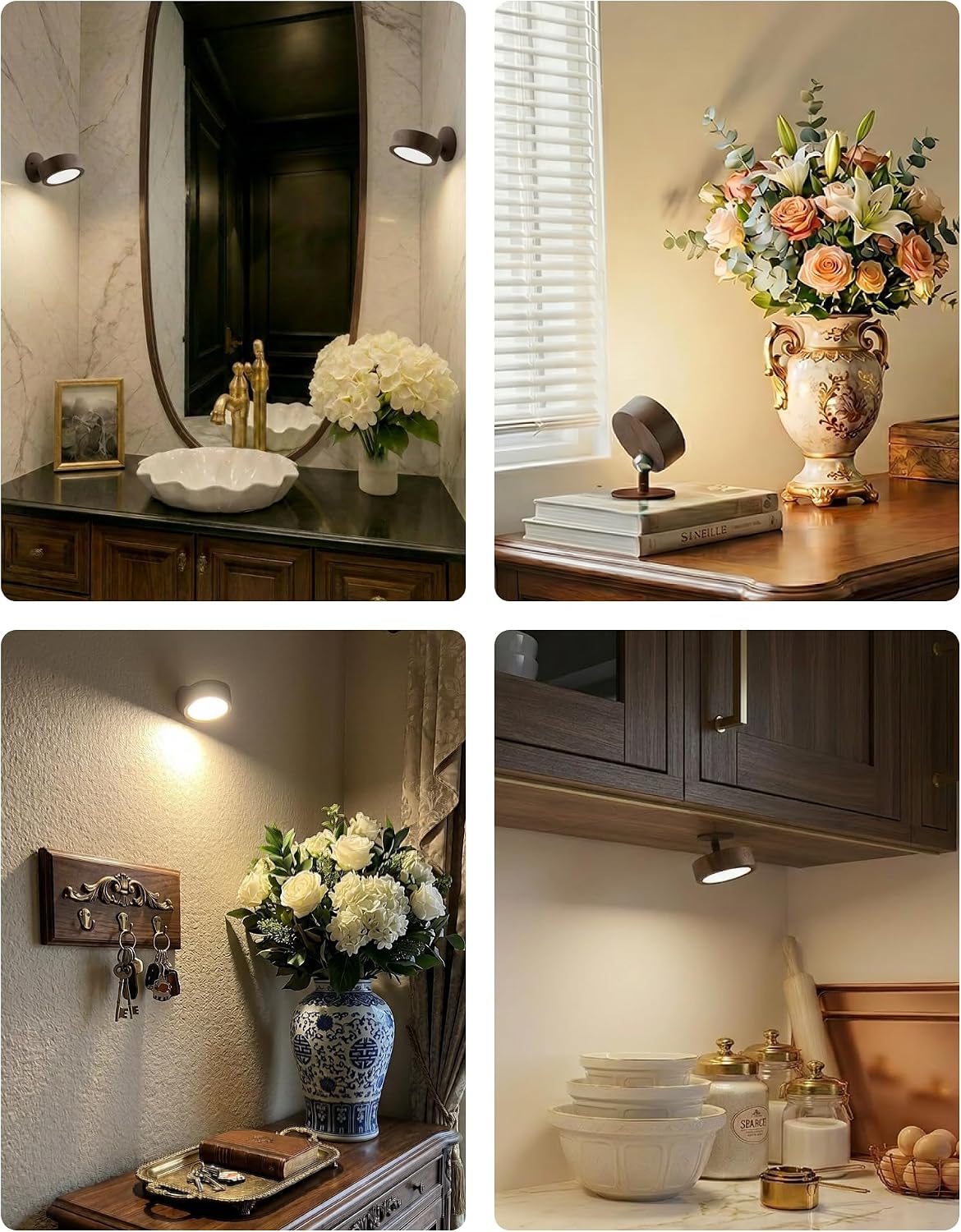 EZVALO LED Wall Mounted Light, 3000mAh Rechargeable Cordless Wall Sconce, Dimmable with Remote & Touch Control, 3 Color