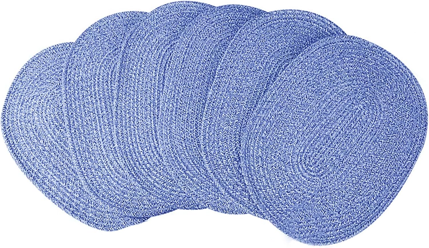 6 Pack Oval Woven Placemats, 12x16 inches Mix Rainbow Oval Plate Charger Cotton Heat Resistant Non-Slip Weave Place