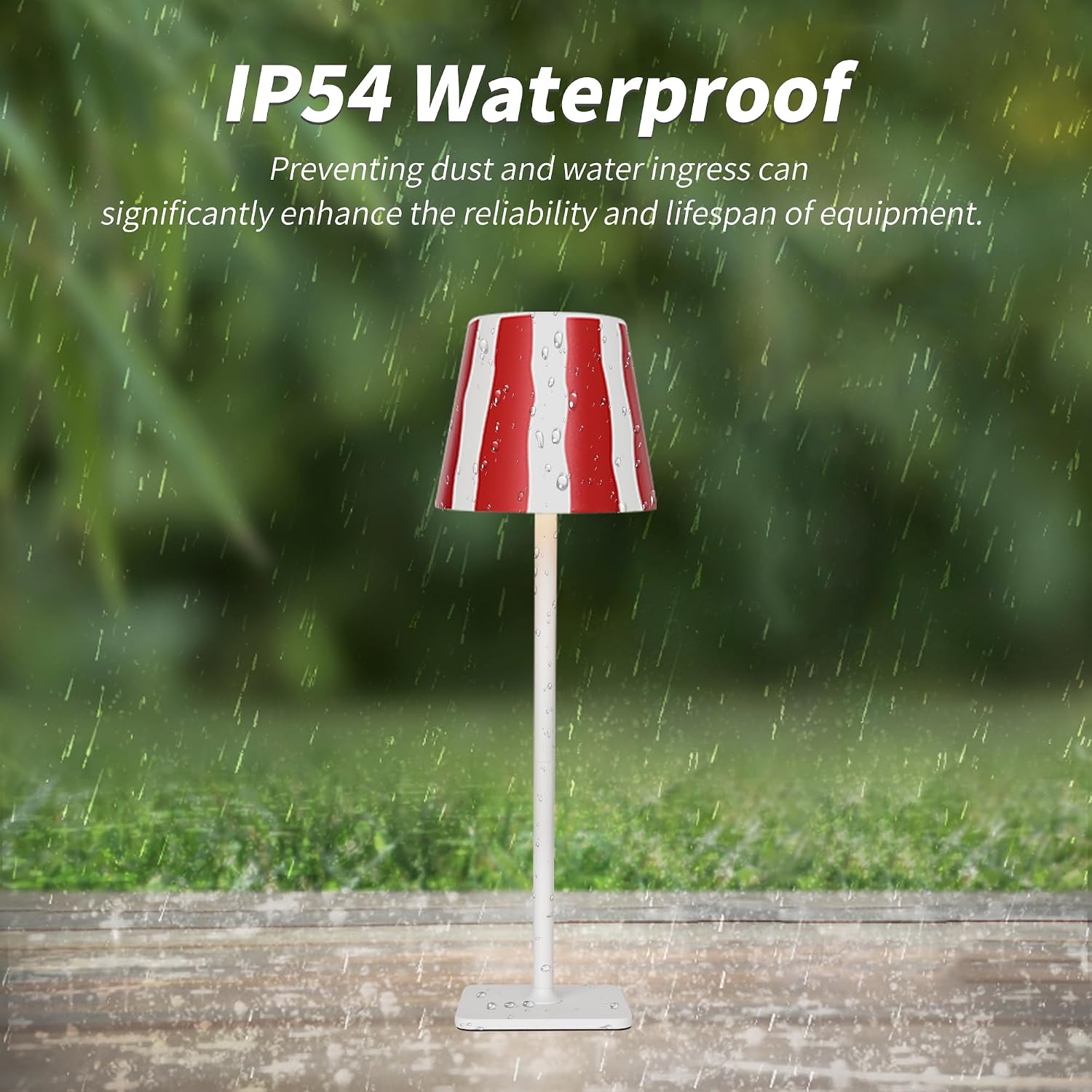 Mr. White Outdoor Waterproof Cordless Wireless Rechargeable Portable Top Touch Battery Operated Powered LED Table Lamp