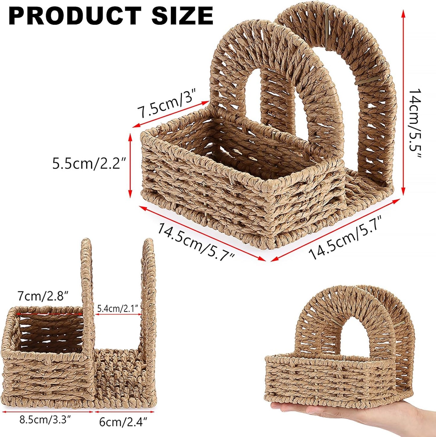 Wicker Napkin Holders / Paper Rope / 5.7 x 5.7 x 5.5