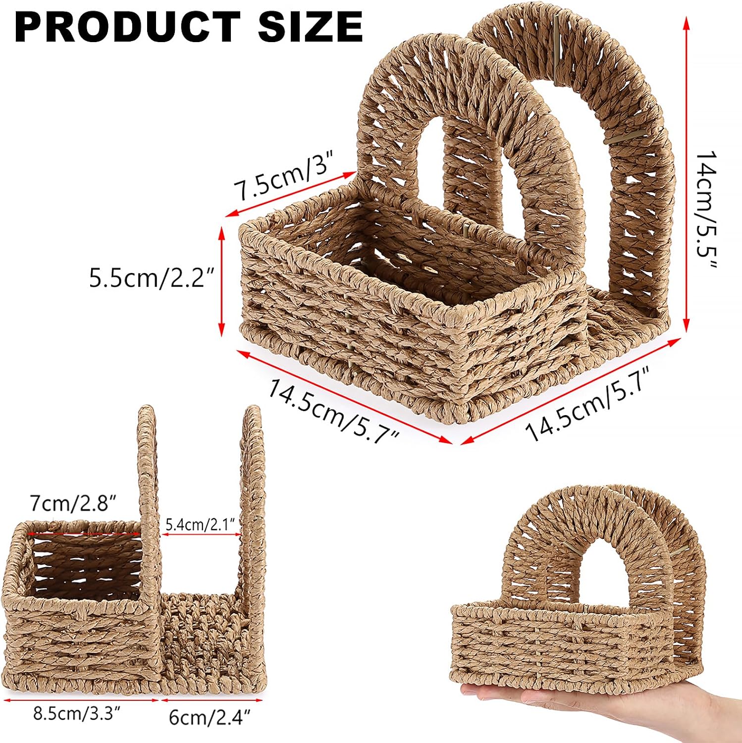 Wicker Napkin Holders / Paper Rope / 5.7 x 5.7 x 5.5