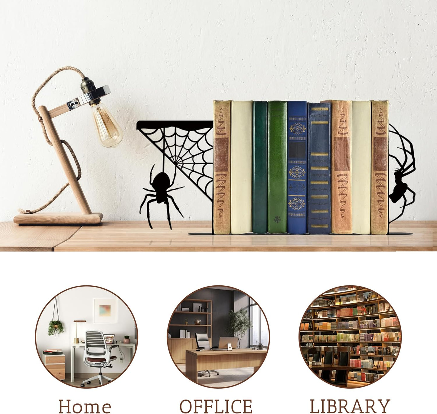 Metal Spider and Spider Web Bookend