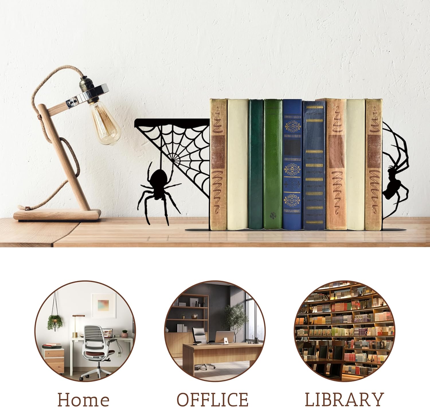 Metal Spider and Spider Web Bookend