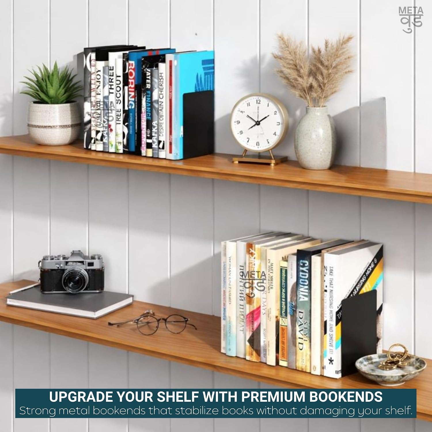 ® 2 Heavy Duty Metal Bookends for Books / Plain