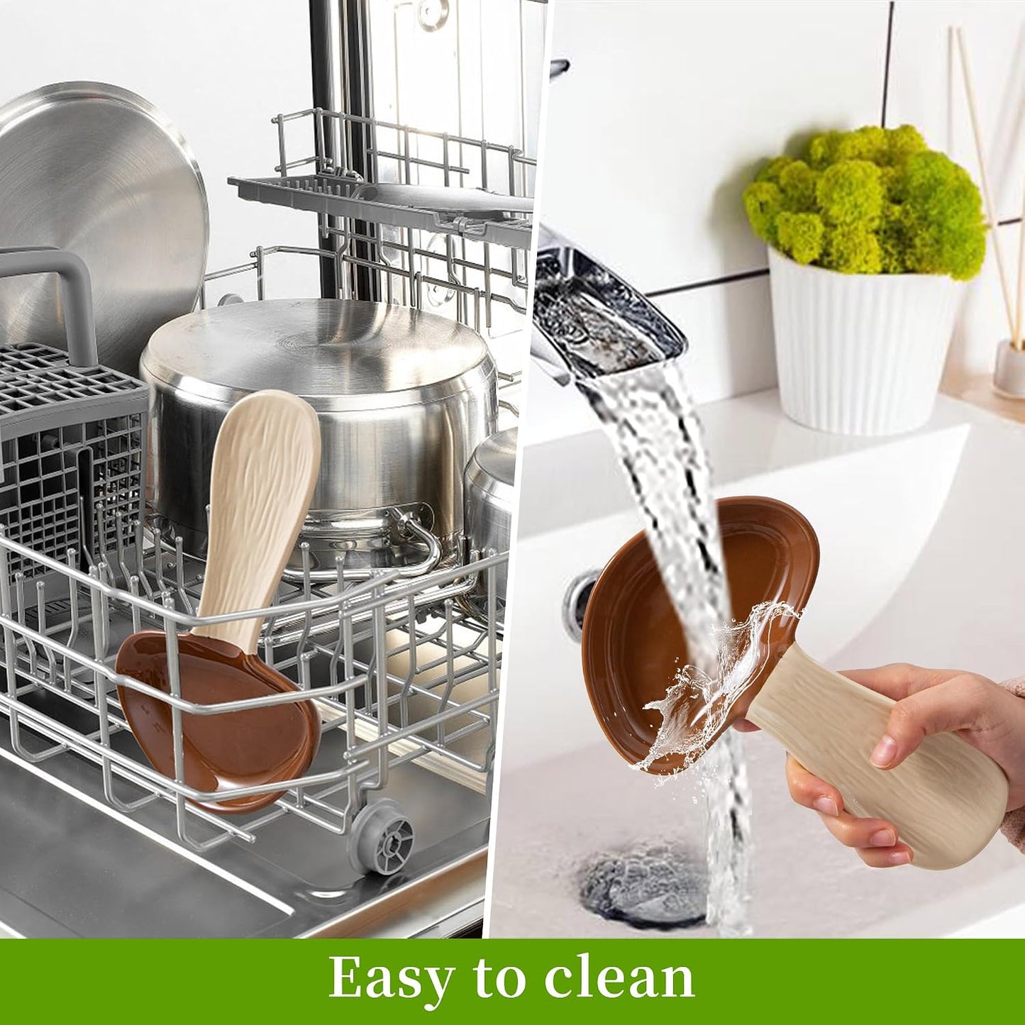 Ceramic Spoon Holder for Stove Top / Brown Mushroom