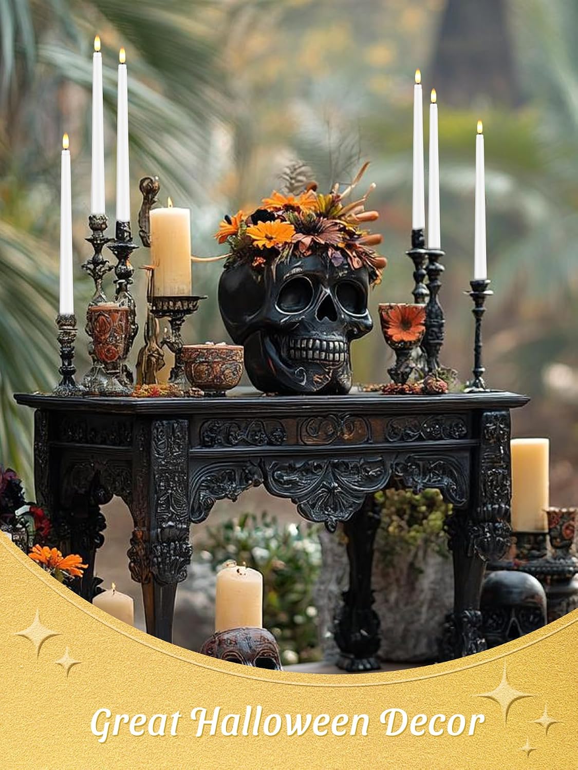12 Pcs Flameless Taper Candles with Remote Timer, 11" Long Battery Operated Taper Candles, Flickering 3D Flame, Plastic