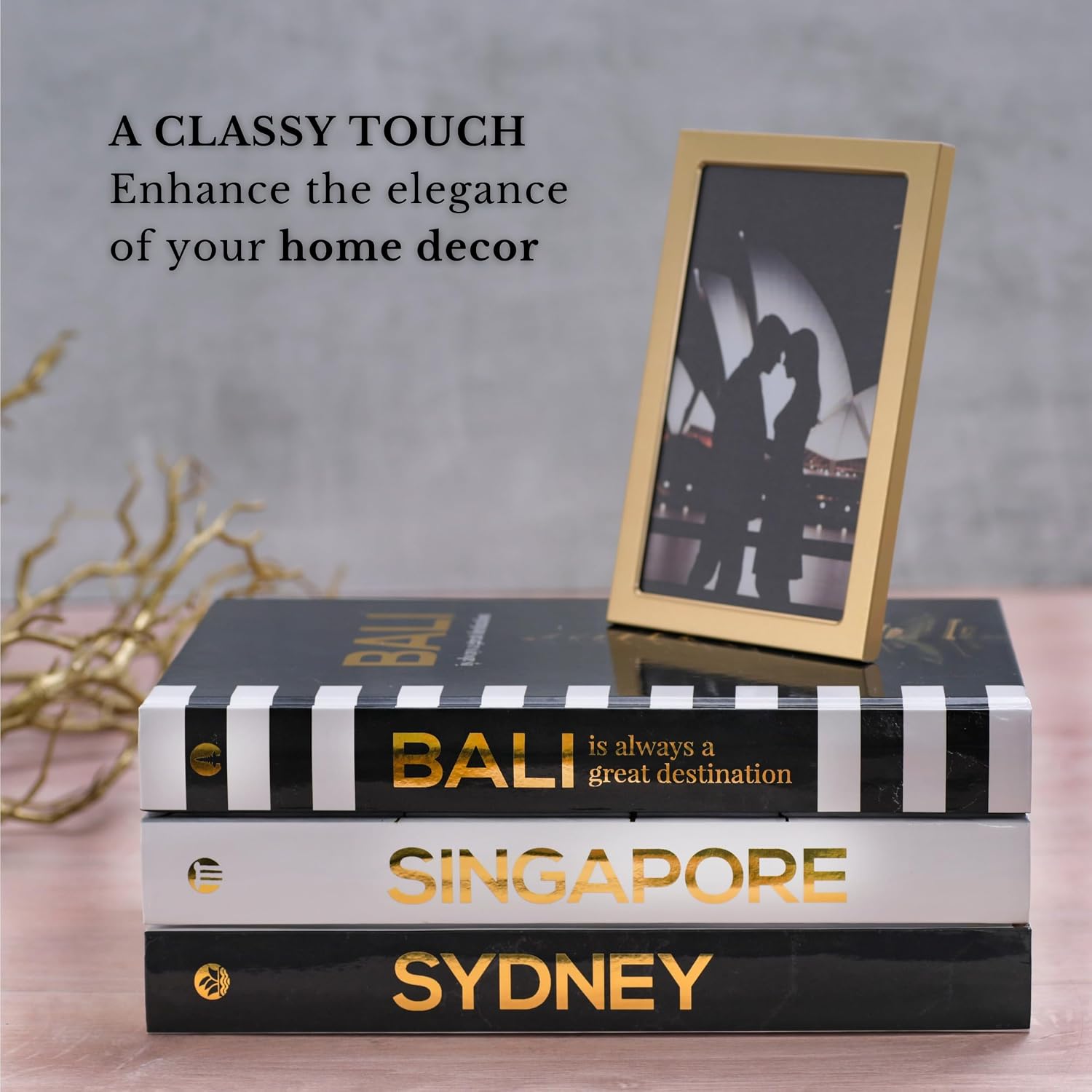 Decorative Books / Gold Foiled Decor Books / Black