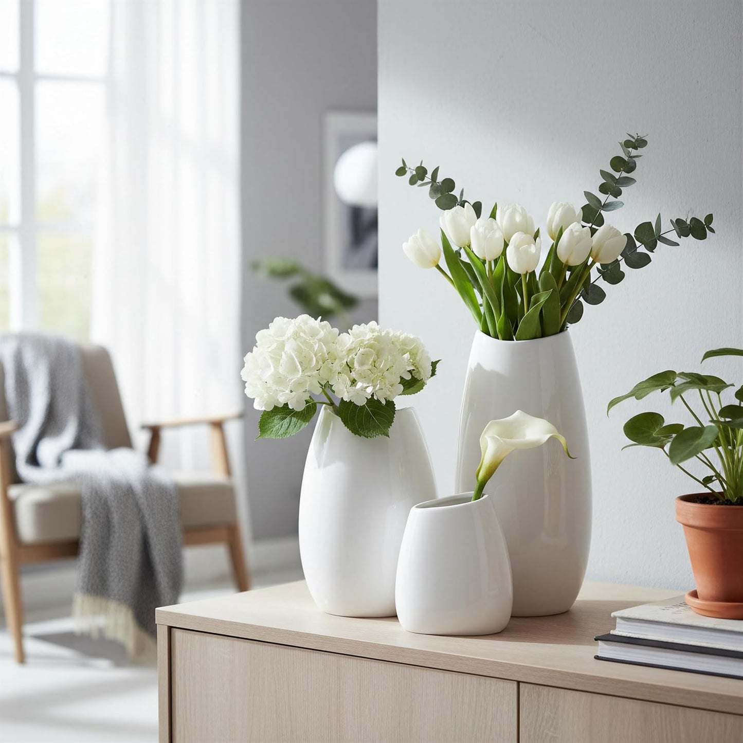 Ceramic Vase Flower Vase / White / Set of 3