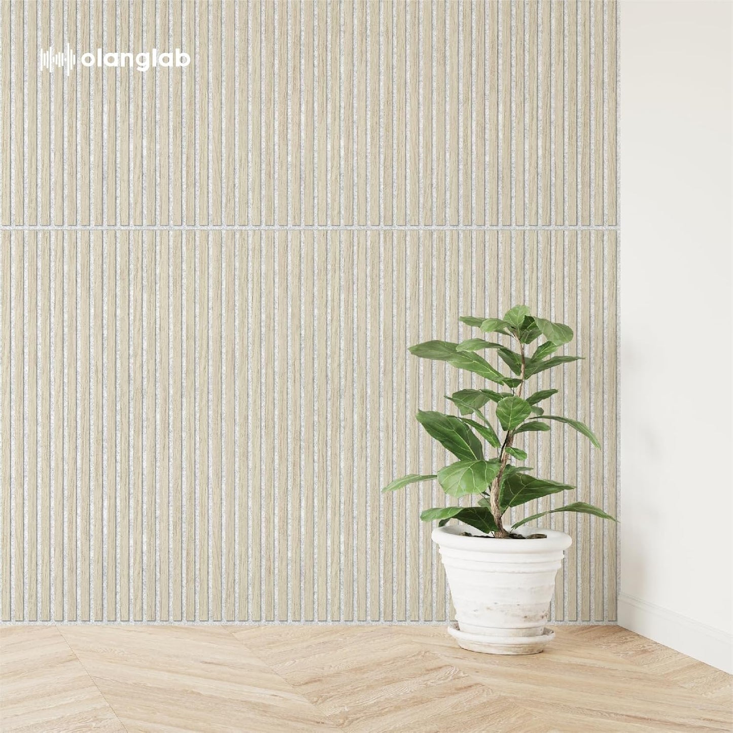 Olanglab Wood Slat Wall Panels 4 Pack, Acoustic Wall Panels, 47.24'' x 23.62" Each 3D Wall Panels for Interior Wall