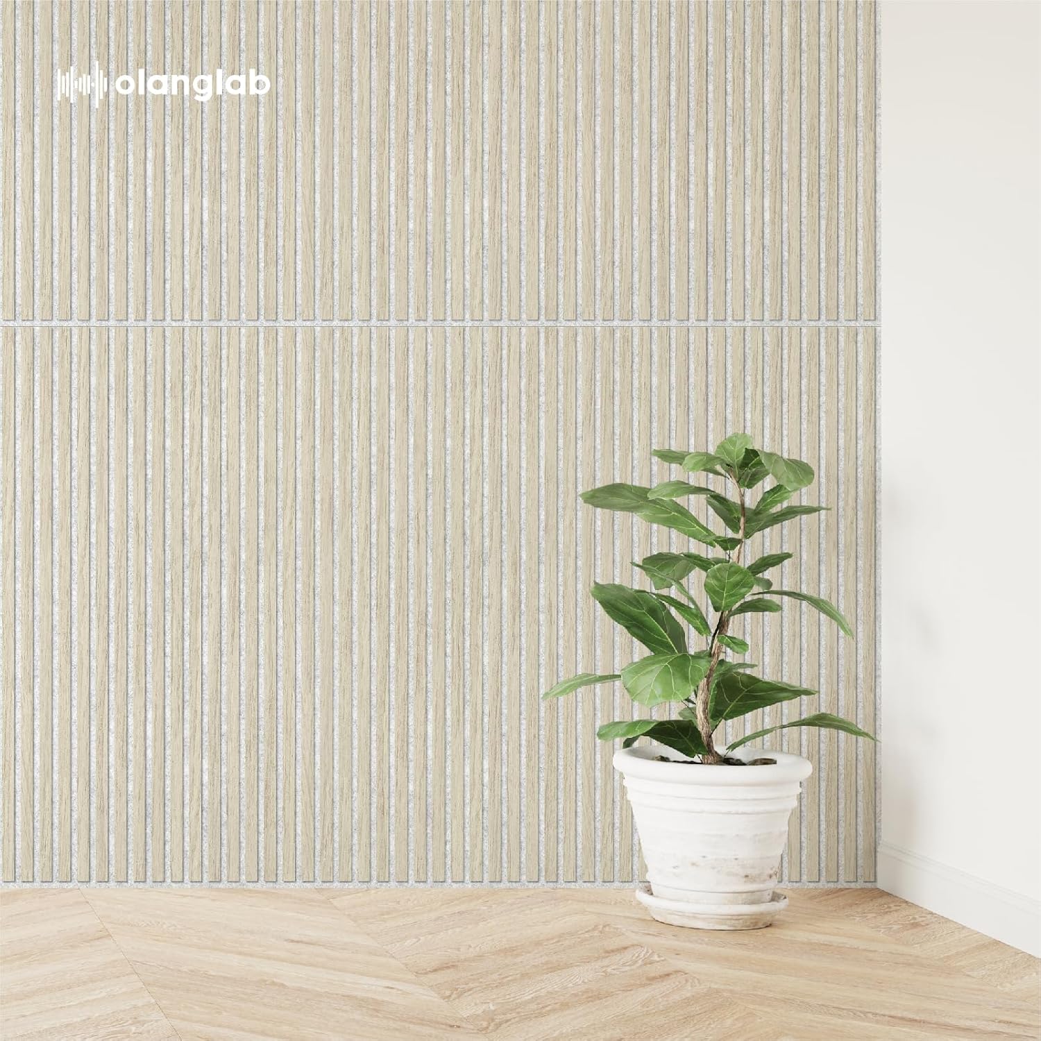 Olanglab Wood Slat Wall Panels 4 Pack, Acoustic Wall Panels, 47.24'' x 23.62" Each 3D Wall Panels for Interior Wall