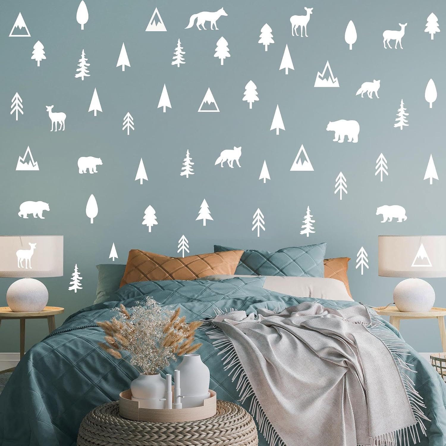 Animal Wall Decals Vinyl Pine Tree Wall Stickers Forest Animal Wall Stickers Mountain / Woodland