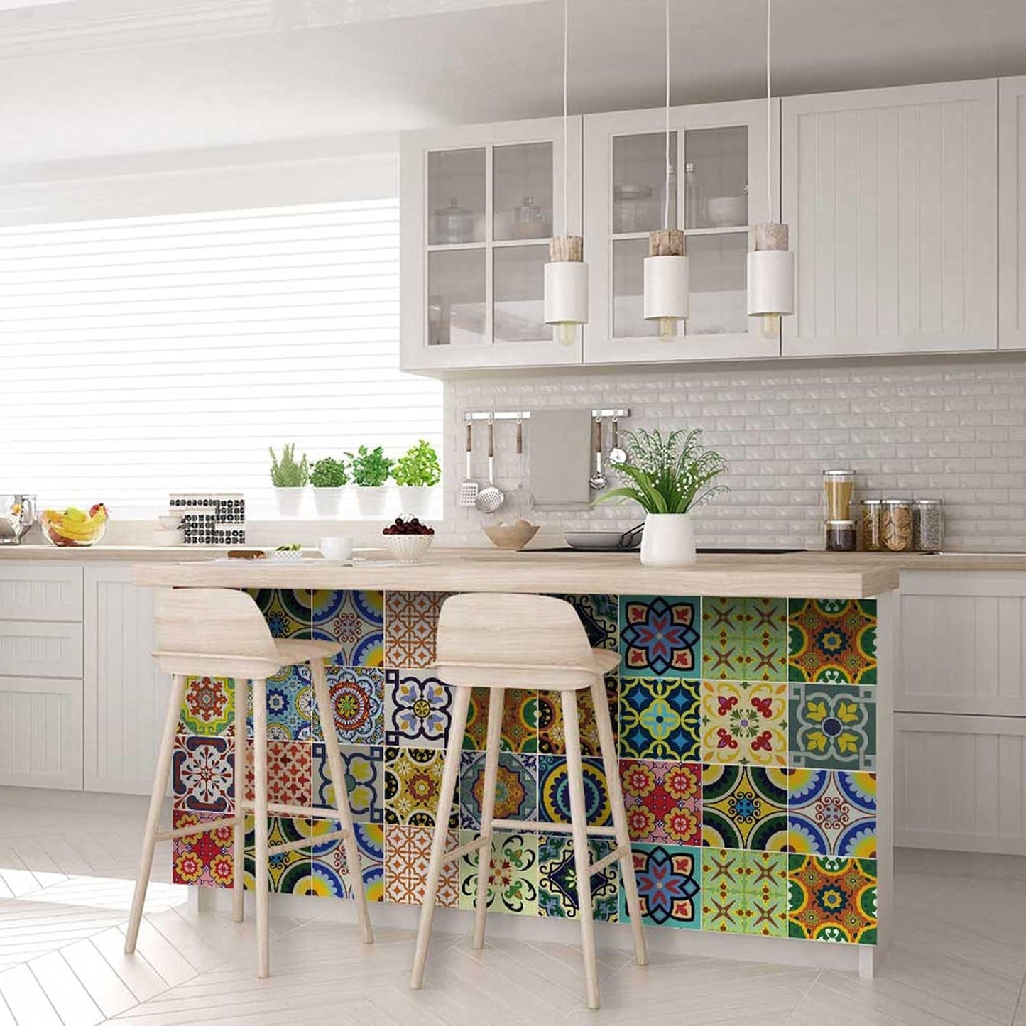 Backsplash Tile Stickers 24 PC Set Traditional Talavera Tiles Stickers / Backslash Peel and Stick C