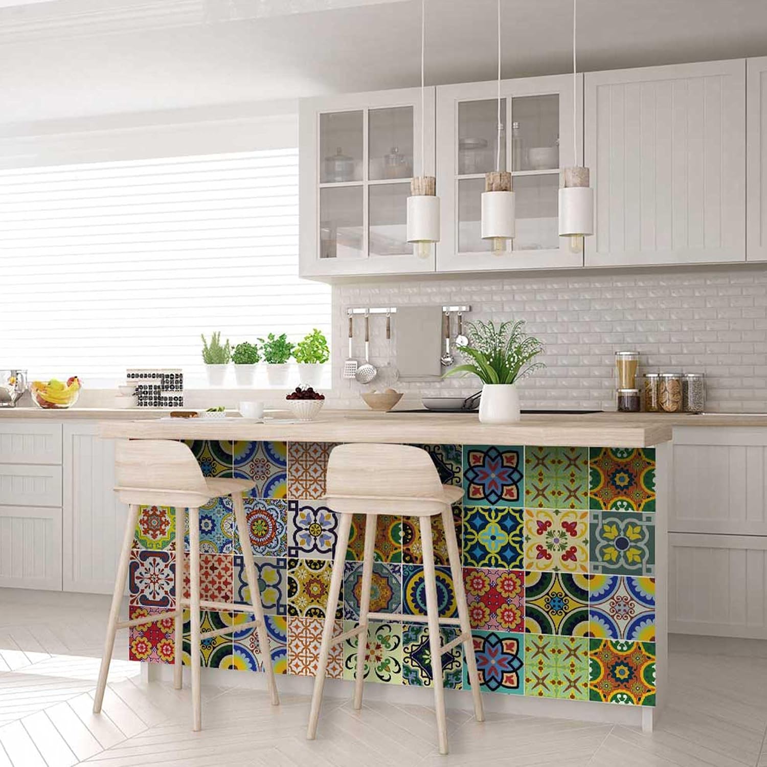 Backsplash Tile Stickers 24 PC Set Traditional Talavera Tiles Stickers / Backslash Peel and Stick C