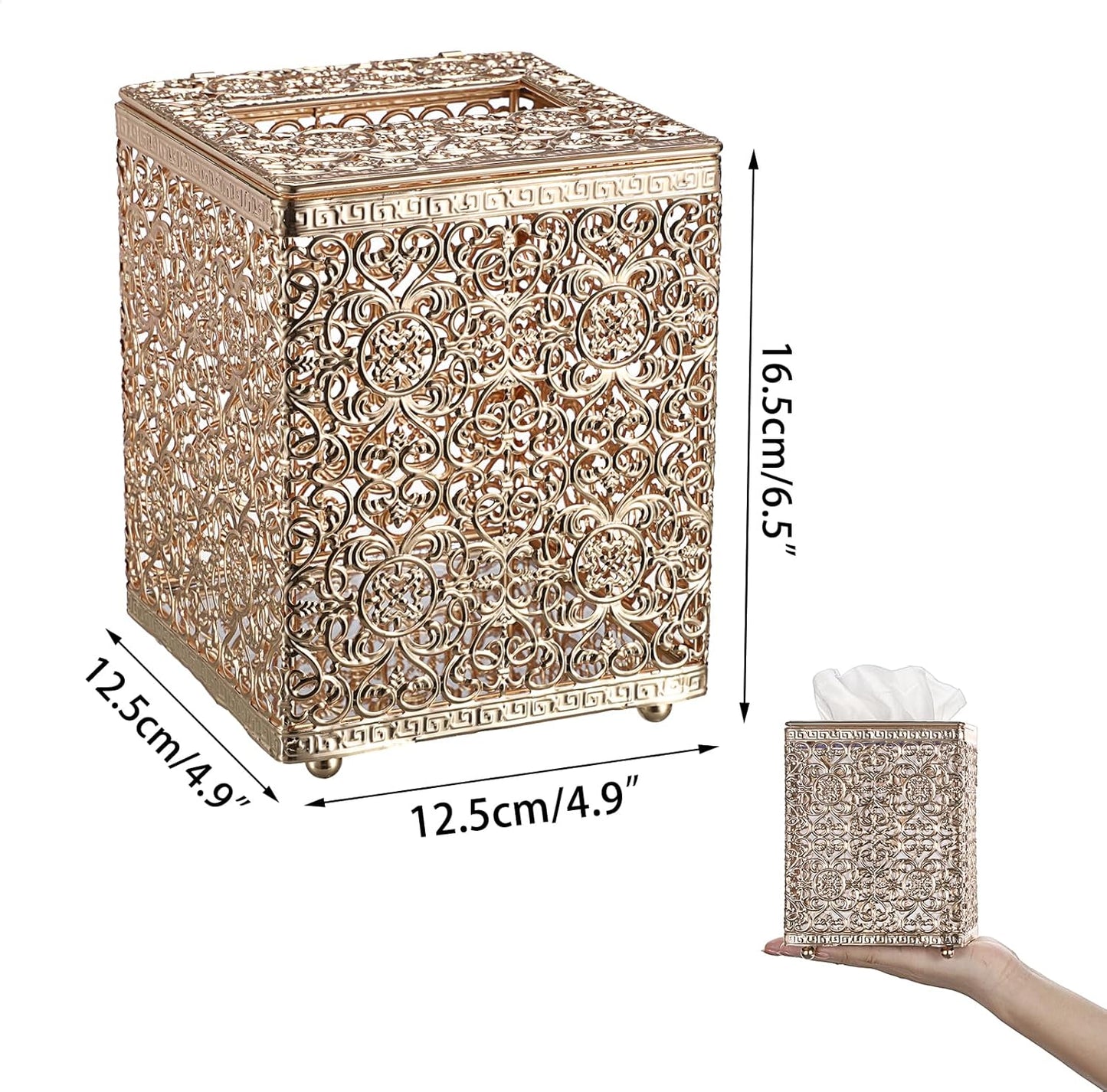 Metal Tissue Box Holder Stylish Tissue Cover Cube Tissue Box / Gold