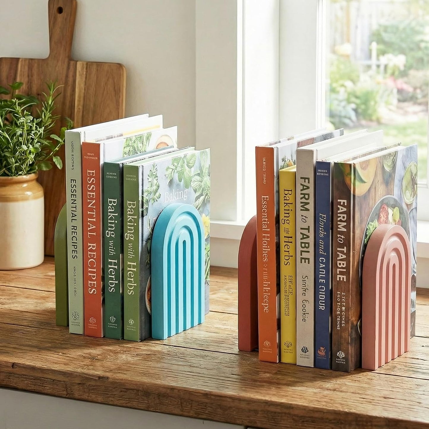Boho Arch Wooden Rainbow Bookends Book Ends / Desert Pastels / Set of 4