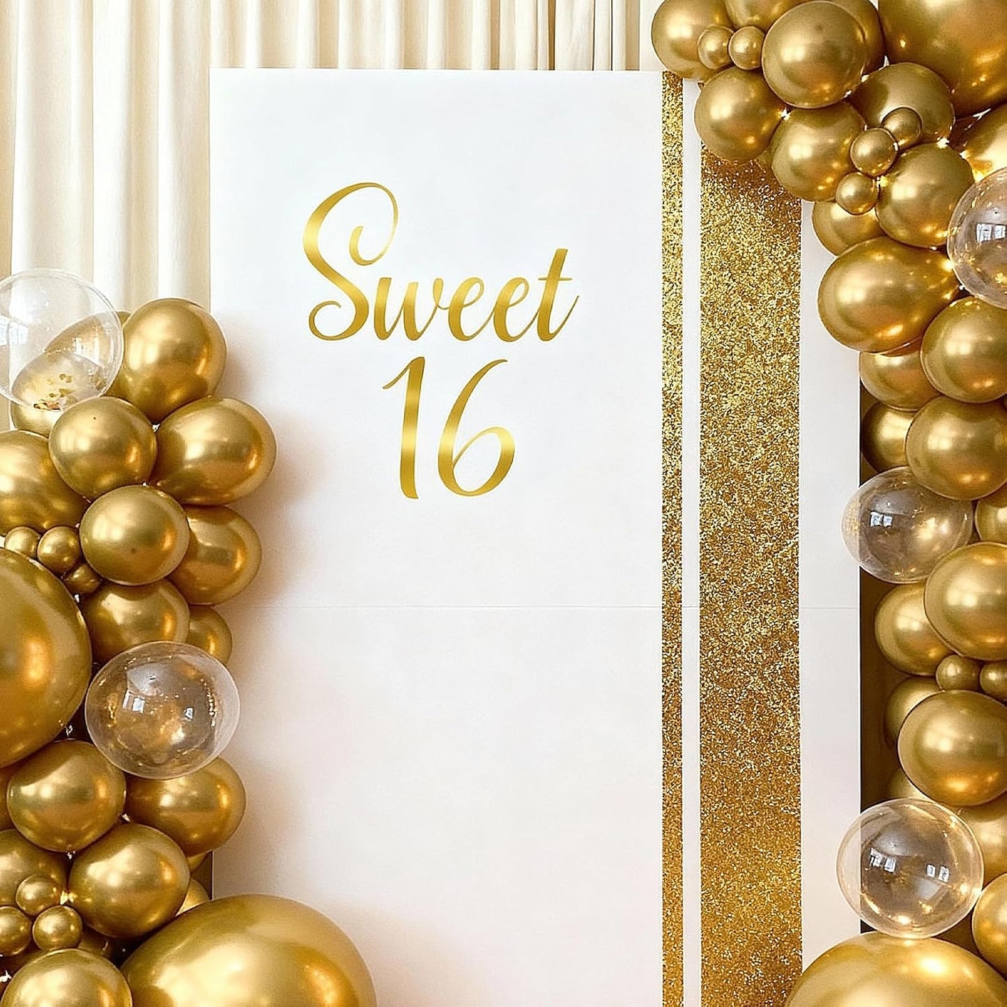 Gold Sweet 16 Stickers Sign for Arch Backdrop Happy 16 Birthday Party Vinyl Sticker / Gold-sweet 16