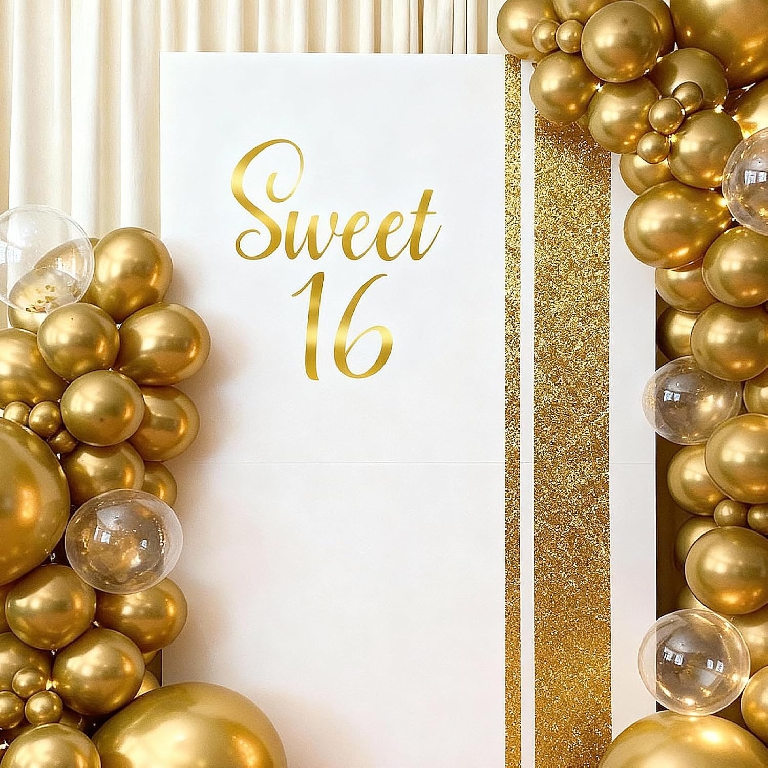 Gold Sweet 16 Stickers Sign for Arch Backdrop Happy 16 Birthday Party Vinyl Sticker / Gold-sweet 16