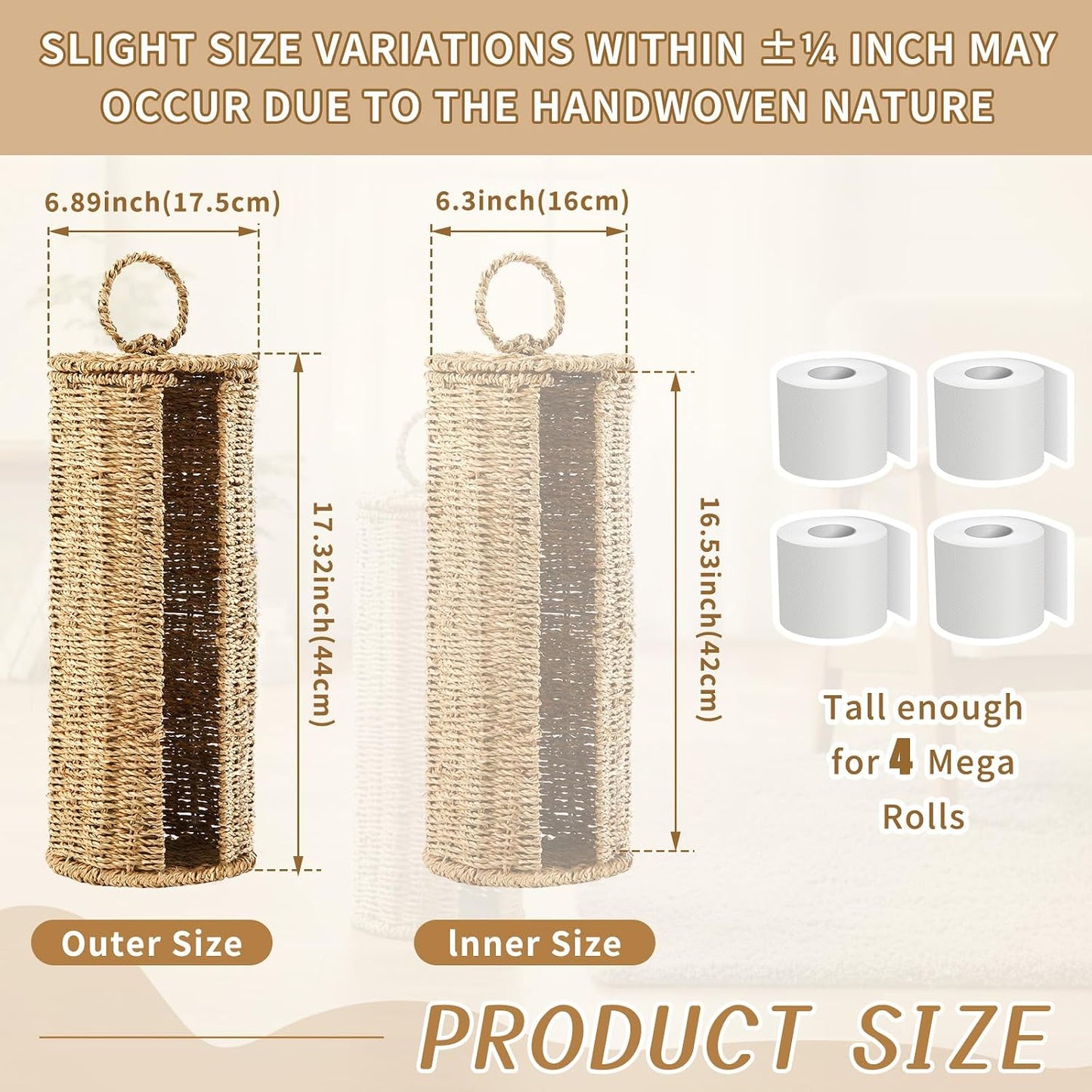 Woven Basket Stand / Wicker Toilet Paper Holder