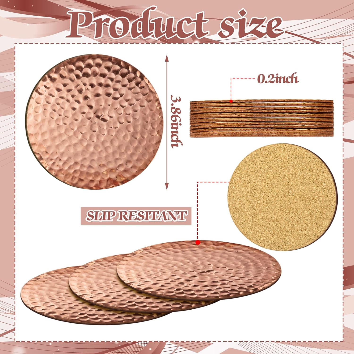 Hammered Coasters Antique Copper Coasters Round Metal Drink Coaster / Brass / 4 Inch / Set of 6
