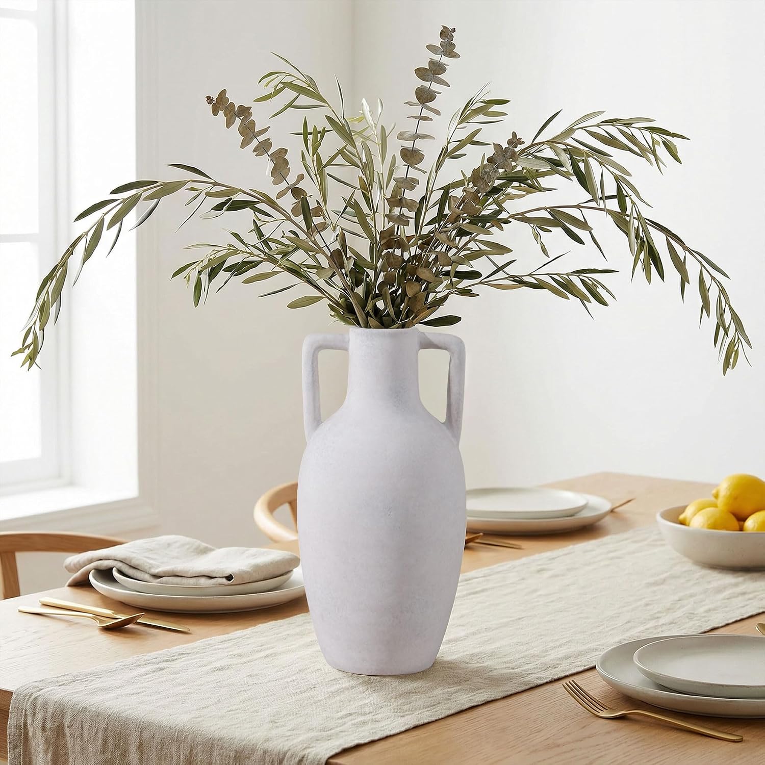 Ceramic Flower Vase / 12.8 In - White / 12.8 Inch