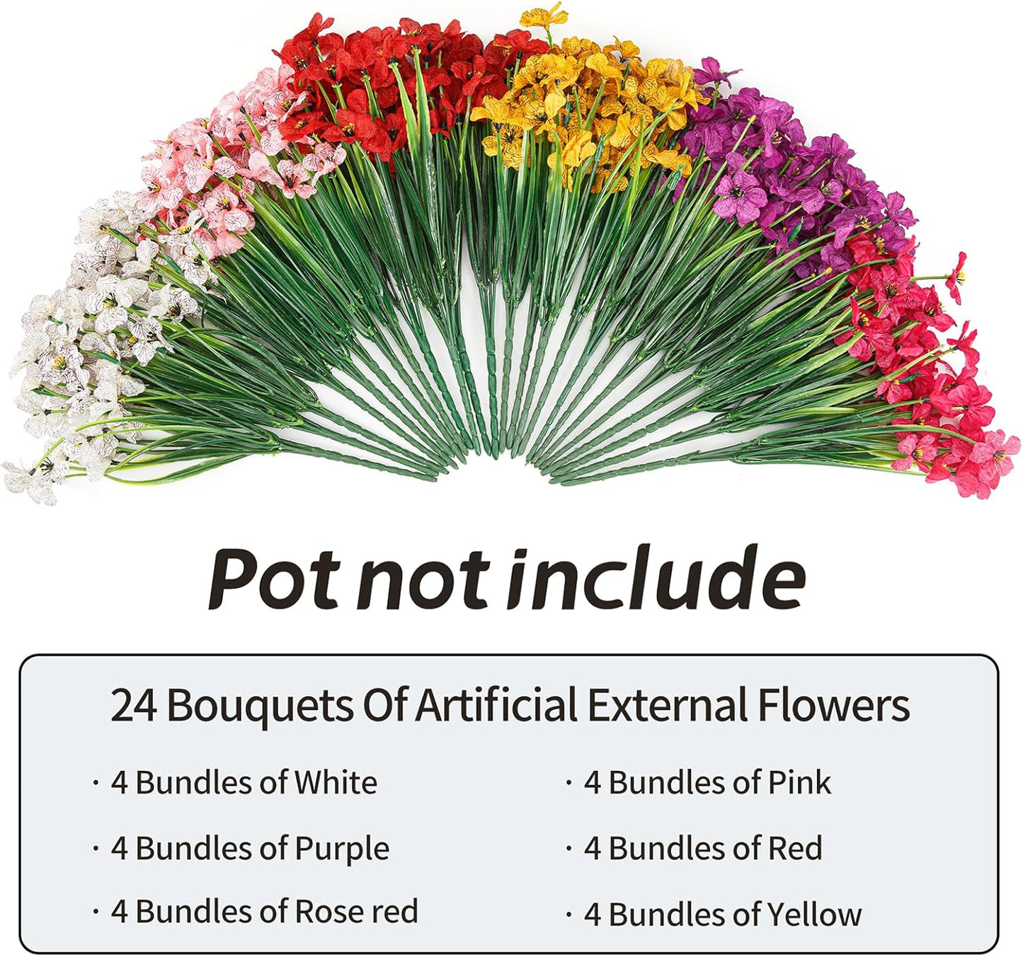 Artificial Plants / 24 Bundles Artificial Flowers