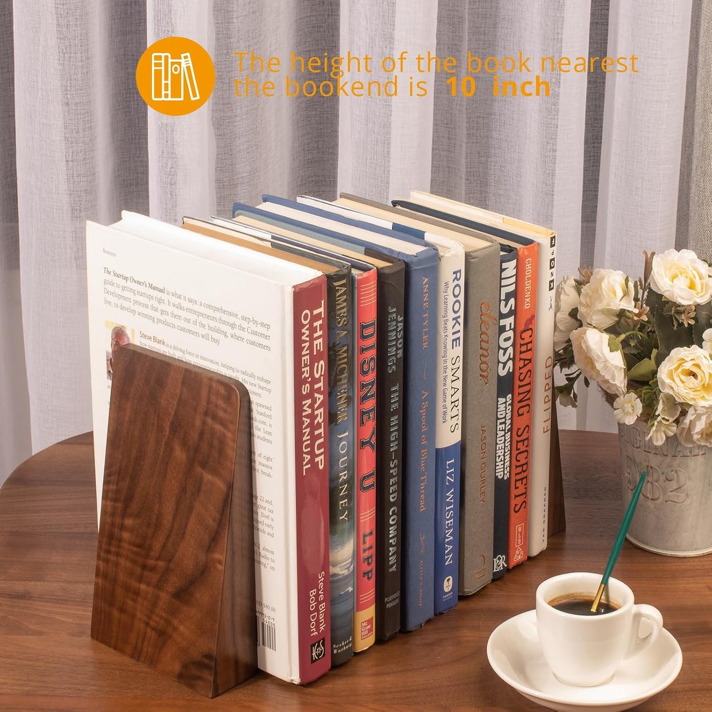 Walnut Book Ends Heavy Duty Handmade Book Ends / Walnut Wood Large / Black