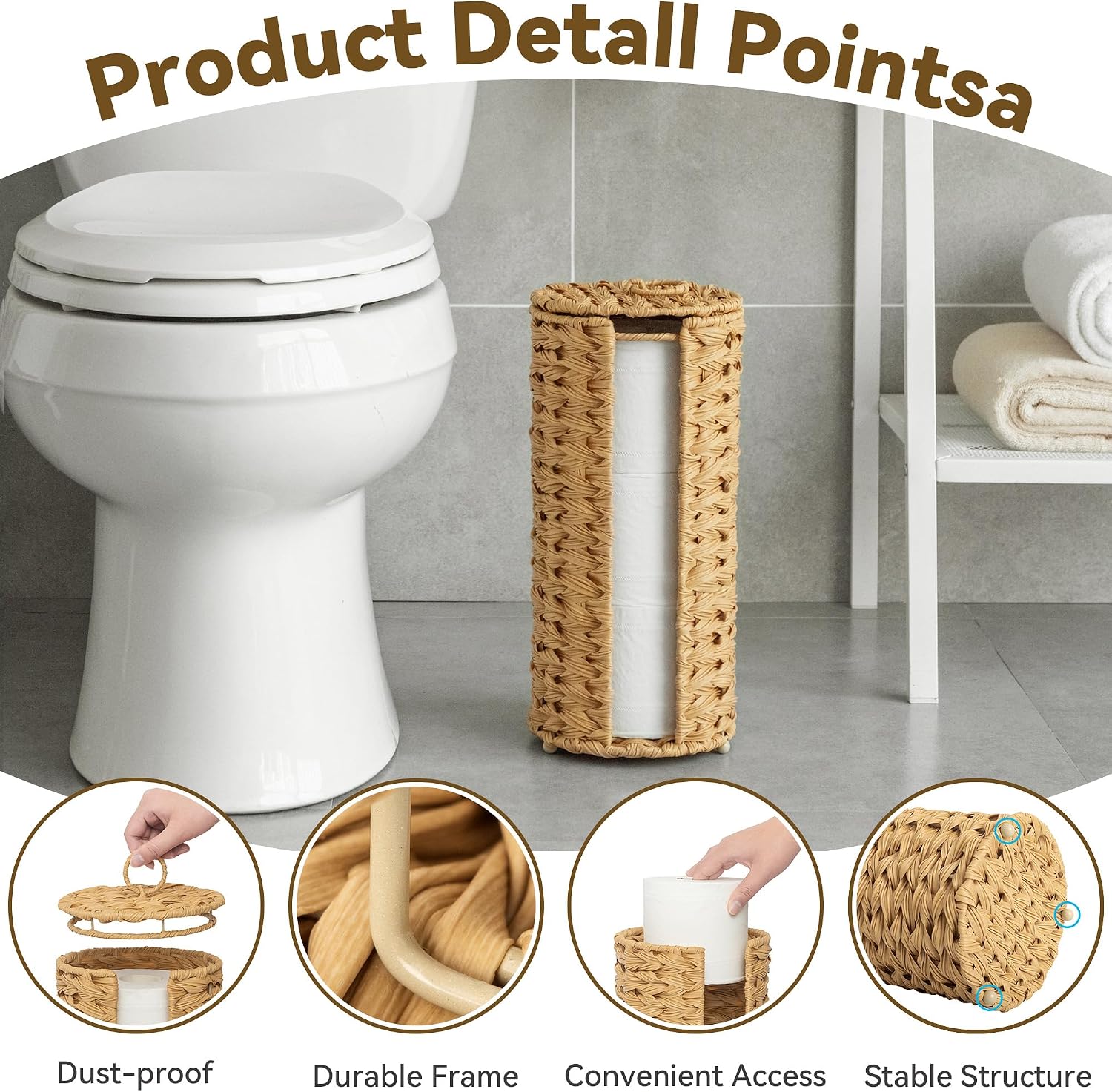 GRANNY SAYS Toilet Paper Storage Stand, Toilet Paper Holder Free Standing | Decorative Toilet Paper Holder Stand with