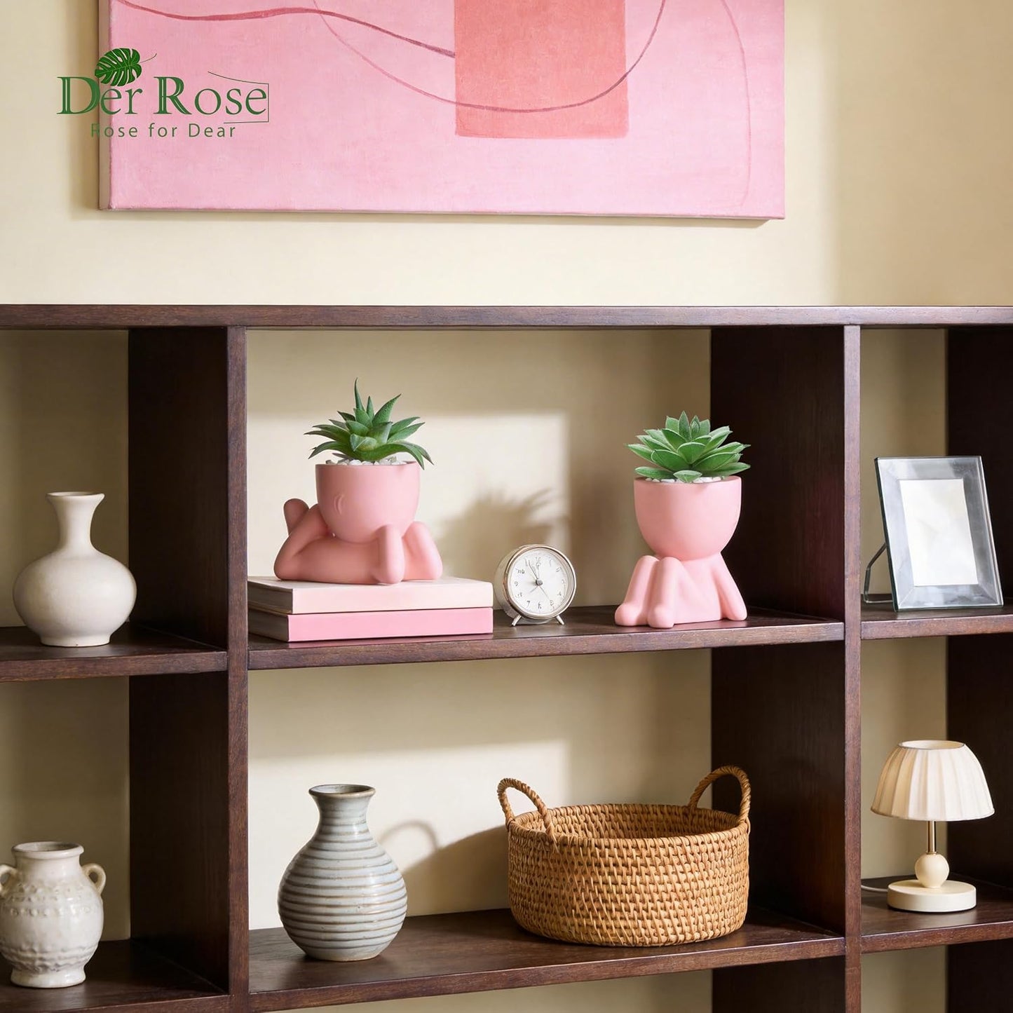 Succulents Plants Artificial Small Fake Plants Gift / Pink / Set of 2