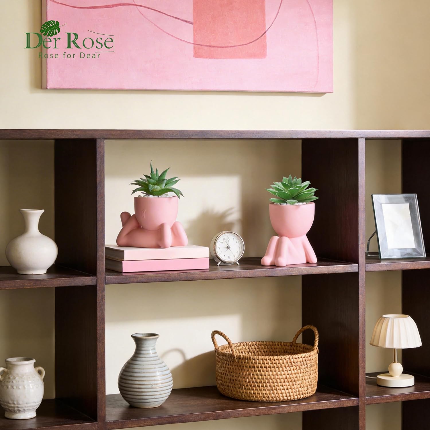 Succulents Plants Artificial Small Fake Plants Gift / Pink / Set of 2