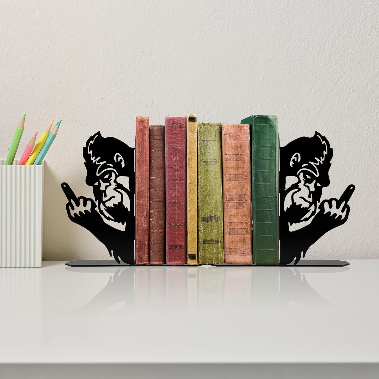 Peeping Bigfoot Metal Bookends Funny Sasquatch Book Ends